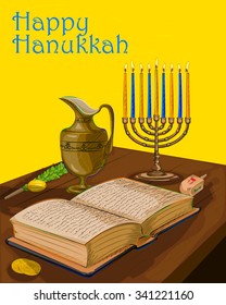 Vector design of Happy Hanukkah festival celebration background