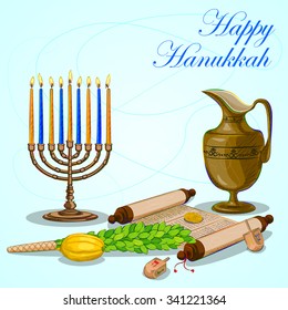 Vector design of Happy Hanukkah festival celebration background