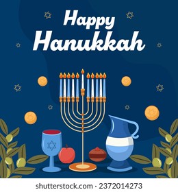 vector design happy hanukkah illustration in flat style