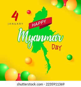 vector design of happy independence day of Myanmar, 4th January. myanmar independence day celebration