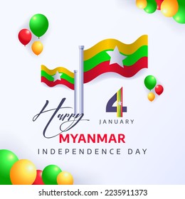 vector design of happy independence day of Myanmar, 4th January. myanmar independence day celebration