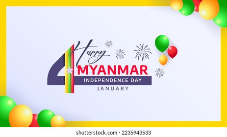 diseño vectorial del feliz día de la independencia de Myanmar, 4 de enero. celebración del Día de la Independencia de Myanmar