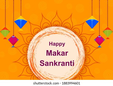 Vector design of Happy Makar Sankranti religious traditional festival of India celebration background