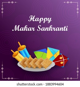 Vector design of Happy Makar Sankranti religious traditional festival of India celebration background