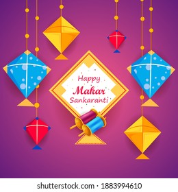 Vector design of Happy Makar Sankranti religious traditional festival of India celebration background