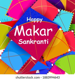 Vector design of Happy Makar Sankranti religious traditional festival of India celebration background