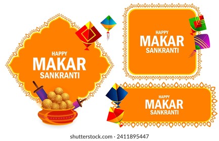 Vector design of Happy Makar Sankranti religious traditional festival of India celebration background