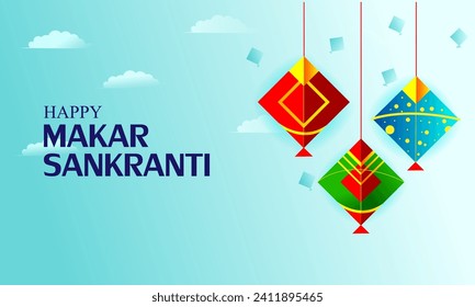 Vector design of Happy Makar Sankranti religious traditional festival of India celebration background