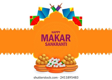 Vector design of Happy Makar Sankranti religious traditional festival of India celebration background