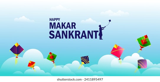 Vector design of Happy Makar Sankranti religious traditional festival of India celebration background