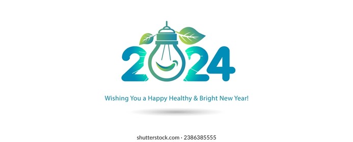 Vector design of happy new year 2024 concept. Happy and healthy world environment poster.