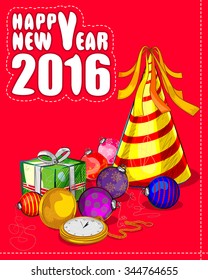 Vector design of Happy New Year 2016 celebration background