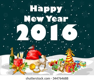 Vector design of Happy New Year 2016 celebration background