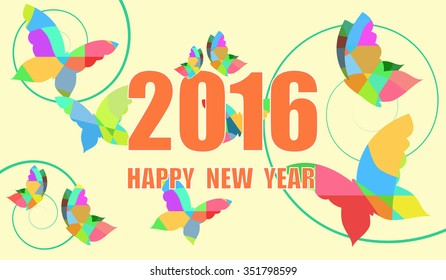 Vector design for Happy New Year 2016 greeting; New year best wishes.