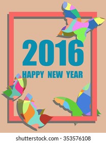 Vector design for Happy New Year 2016 greeting; New year best wishes