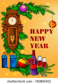 Vector design of Happy New Year seasons greeting background