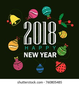 Vector design of Happy New Year 2018 seasons greeting background