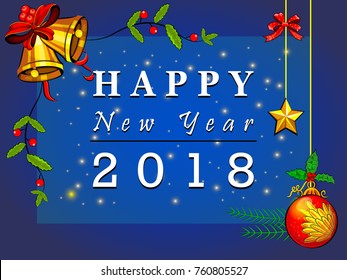 Vector design of Happy New Year 2018 seasons greeting background