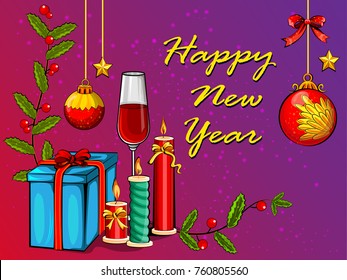 Vector design of Happy New Year seasons greeting background