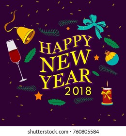 Vector design of Happy New Year 2018 seasons greeting background