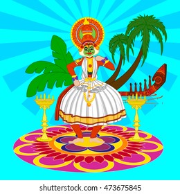 Vector design of Happy Onam background in Indian art style