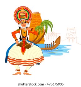 Vector design of Happy Onam background in Indian art style
