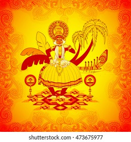 Vector design of Happy Onam background in Indian art style