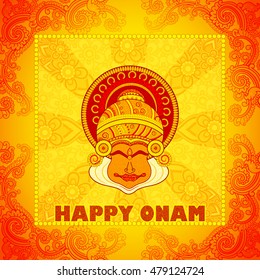 Vector design of Happy Onam background in Indian art style