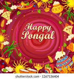 Vector design of Happy Pongal religious traditional festival of Tamil Nadu India celebration background