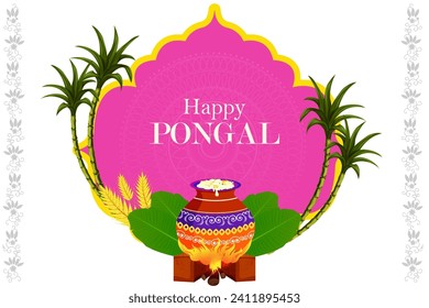 Vector design of Happy Pongal religious traditional festival of Tamil Nadu India celebration background
