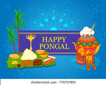 Vector design of Happy Pongal religious traditional festival of Tamil Nadu India celebration background
