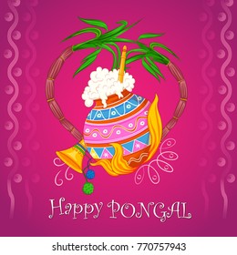 Vector design of Happy Pongal religious traditional festival of Tamil Nadu India celebration background