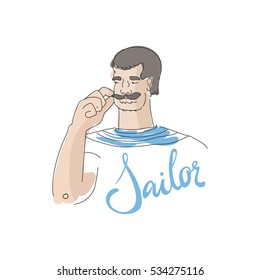 Vector design of happy sailor with mustache