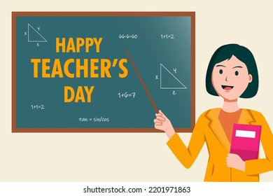 vector design happy teacher's day illustration with board