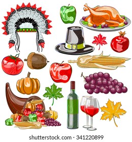 Vector design of Happy Thanksgiving festival celebration background
