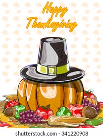Vector design of Happy Thanksgiving festival celebration background