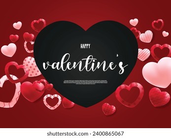 Vector design happy valentines day valentine's day surprise with editable text on black heart