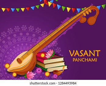 Vector design of Happy Vasant Panchami Pooja festival background