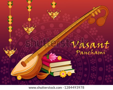 Vector design of Happy Vasant Panchami Pooja festival background