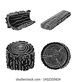 Vector design of hardwood and construction sign. Collection of hardwood and wood stock symbol for web.