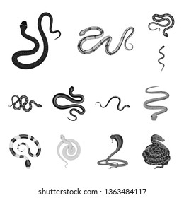 Vector design of harm and bite sign. Collection of harm and reptile stock symbol for web.