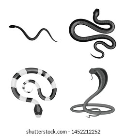 Vector design of harm and bite sign. Set of harm and reptile stock symbol for web.