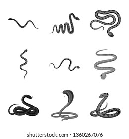 Vector design of harm and bite symbol. Collection of harm and reptile vector icon for stock.