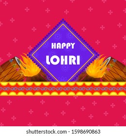 Vector design of harvest festival of Punjab, India Happy Lohri holiday background