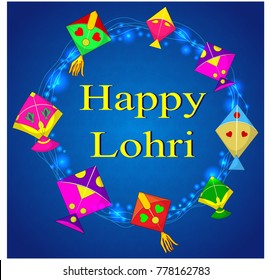 Vector design of harvest festival of Punjab, India Happy Lohri holiday background