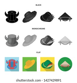 Vector design of hat and cap logo. Collection of hat and model vector icon for stock.