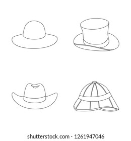 Vector design of hat and cap sign. Set of hat and model vector icon for stock.