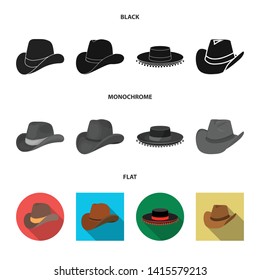 Vector design of hat and cap sign. Set of hat and model stock symbol for web.