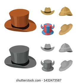 Vector design of hat and cap sign. Collection of hat and model stock vector illustration.