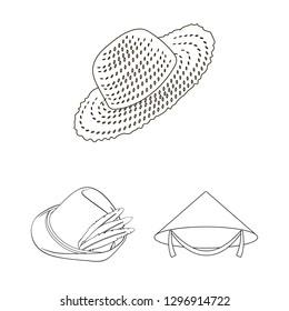 Vector design of hat and cap symbol. Set of hat and model vector icon for stock.